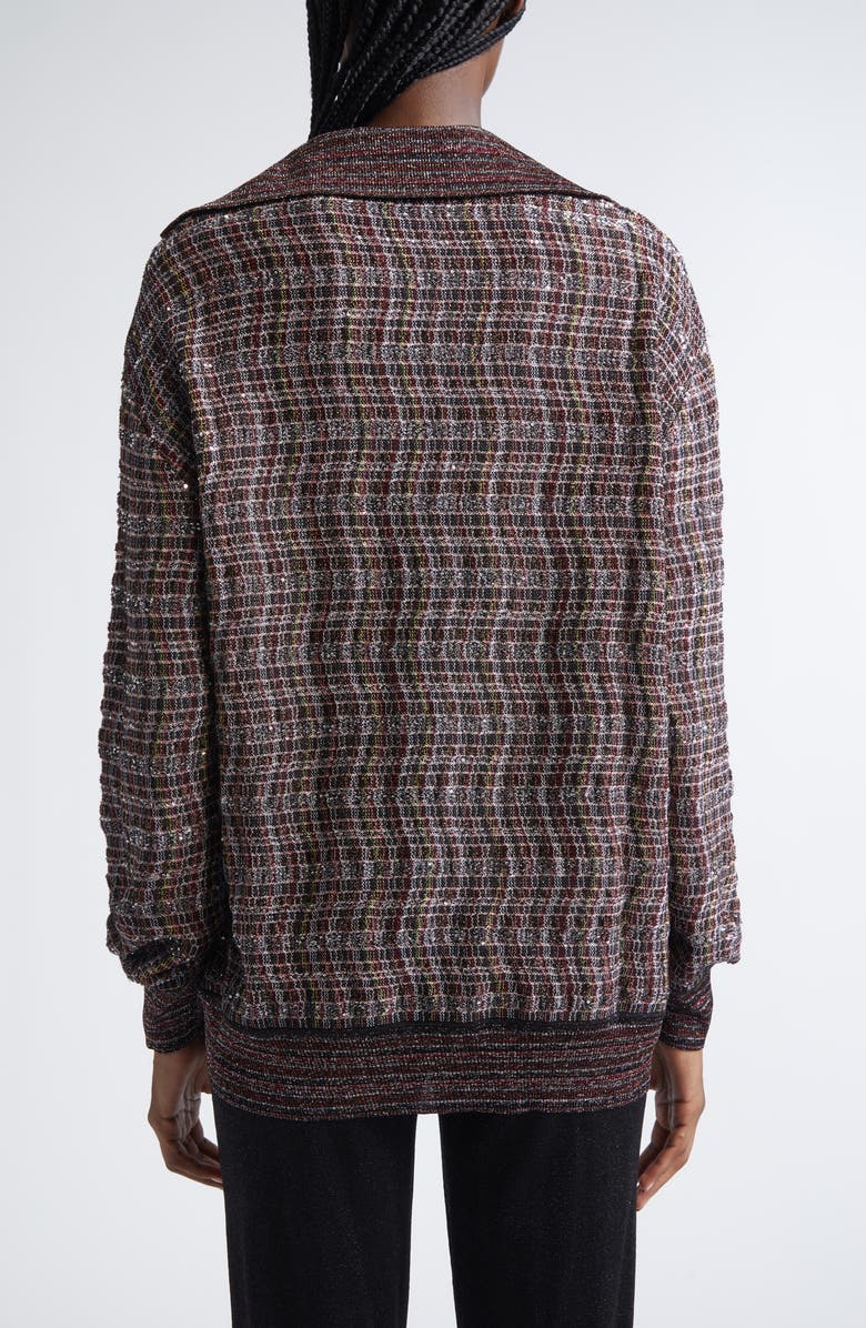 Missoni Sequin Embellished Wool Blend Polo Sweater, Alternate, color, Pink And Brown Tones