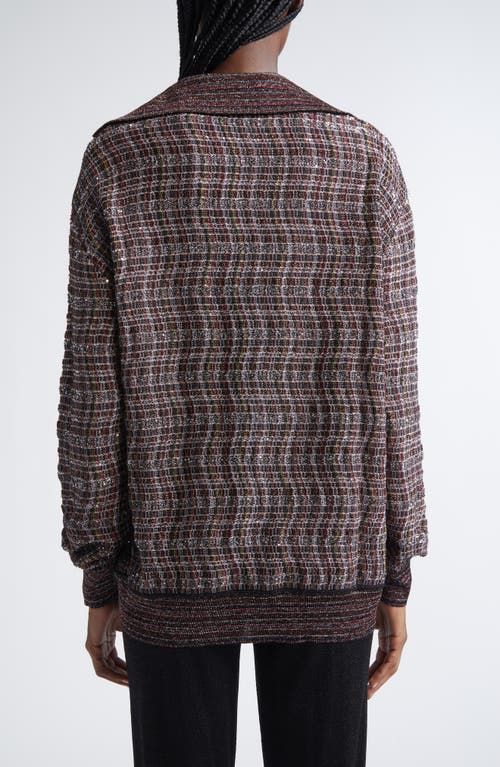 Missoni Sequin Embellished Wool Blend Polo Sweater In Brown