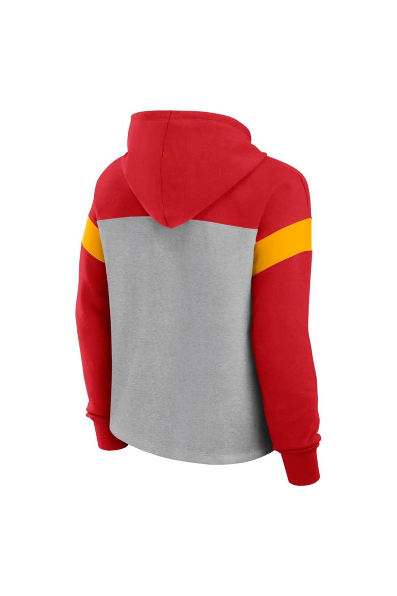 Women's Fanatics Heather Gray/Red Kansas City Chiefs Bold Play Call Pullover Hoodie, Alternate, color, Heather Gray
