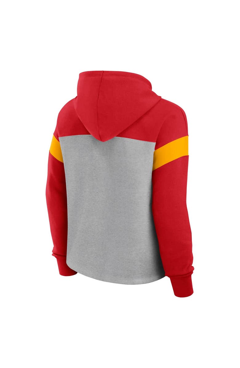 FANATICS Women's Fanatics Heather Gray/Red Kansas City Chiefs Bold Play Call Pullover Hoodie, Alternate, color, Heather Gray