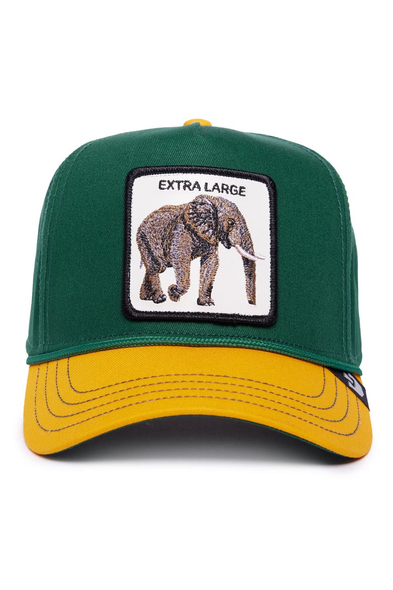 Extra Large Elephant Patch Snapback Hat, Main, color, GREEN