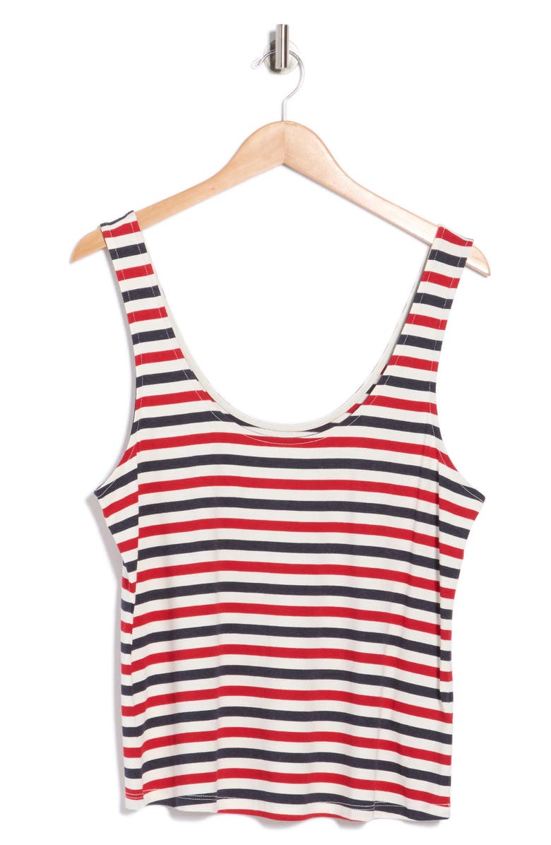 L'AGENCE Sade Stripe Tank, Main, color, Natural/ Red / Navy Stripe