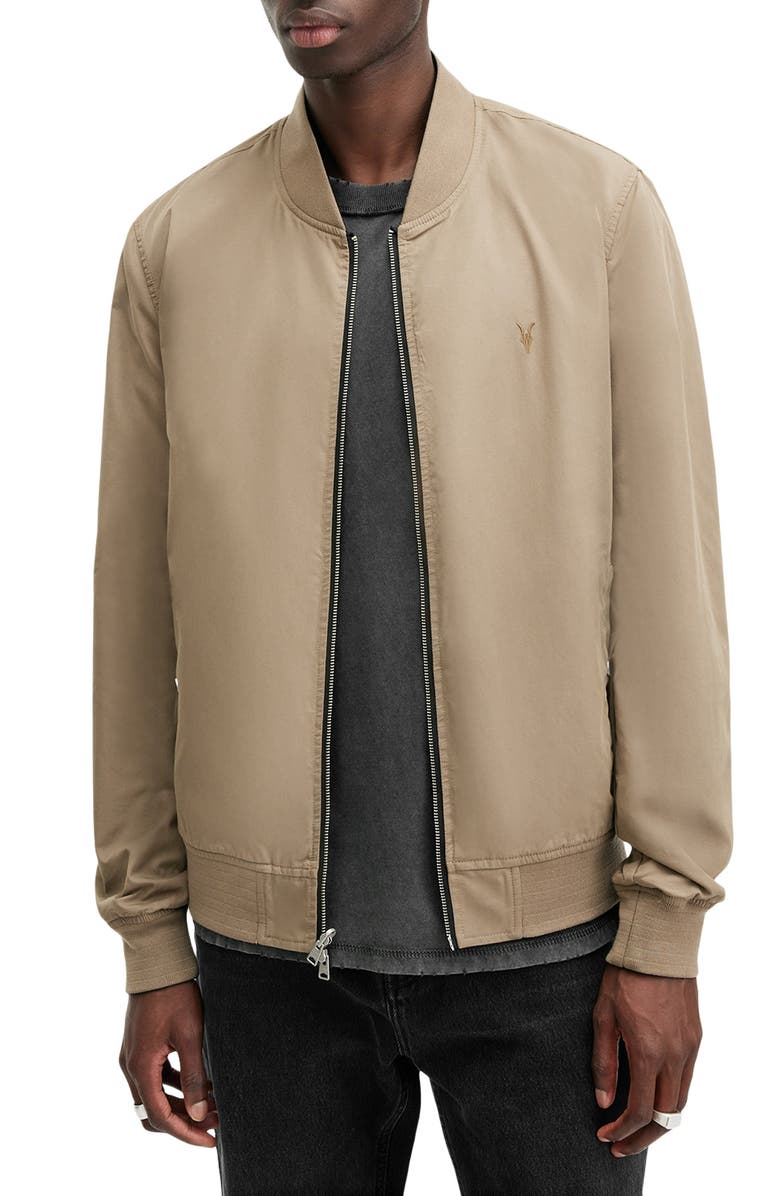 AllSaints Bassett Reversible Bomber Jacket, Alternate, color, Black / Khaki Brown