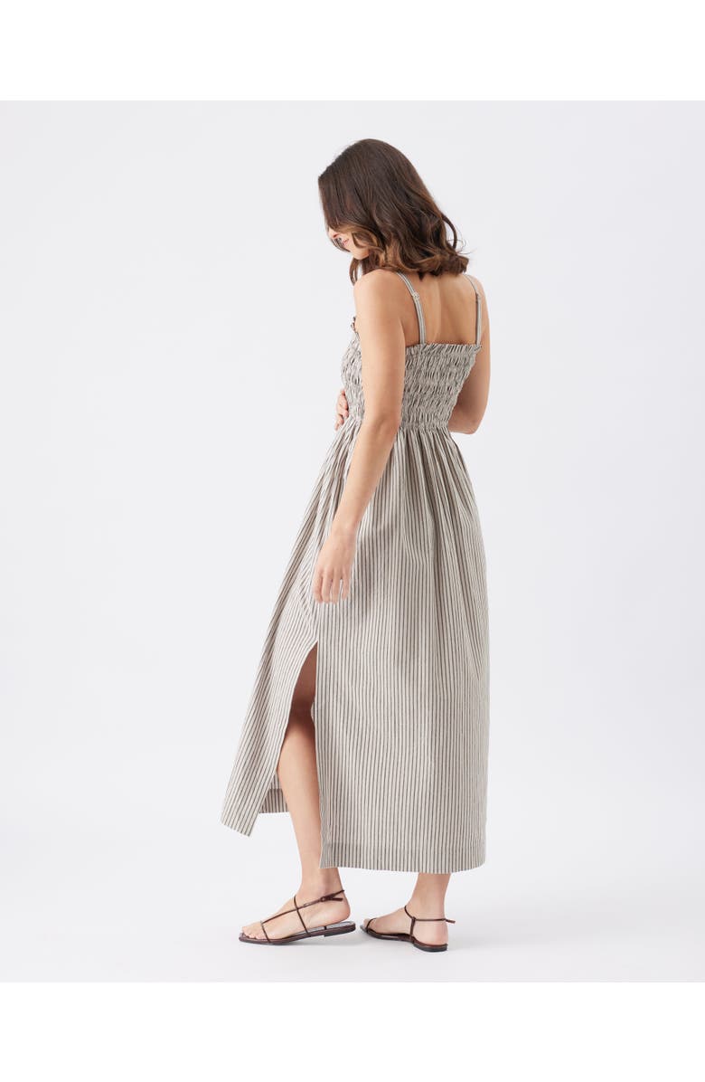 Ripe Maternity Leo Stripe Shirred Dress, Alternate, color, Natural / Black