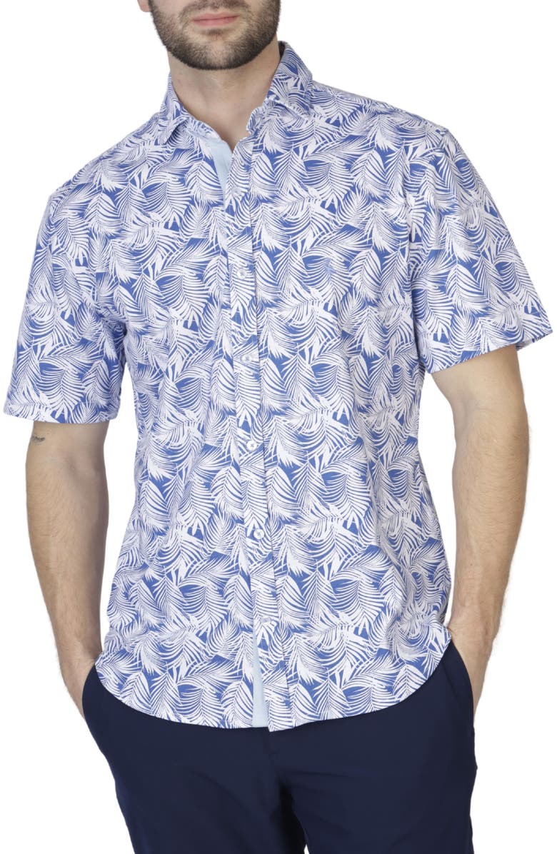 TailorByrd Leaves Knit Short Sleeve Shirt, Main, color,