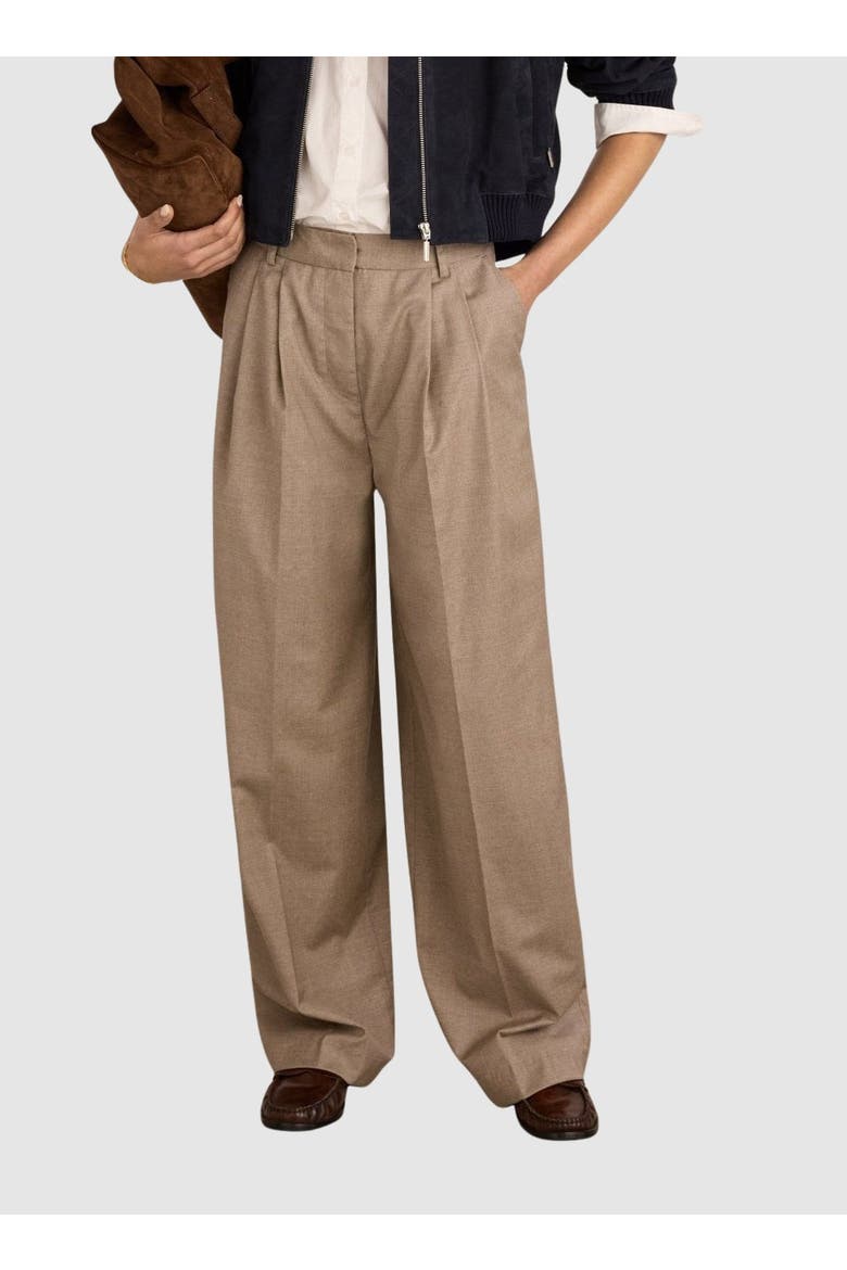 Mika Cool Wool Wide Leg Trousers, Main, color, Natural
