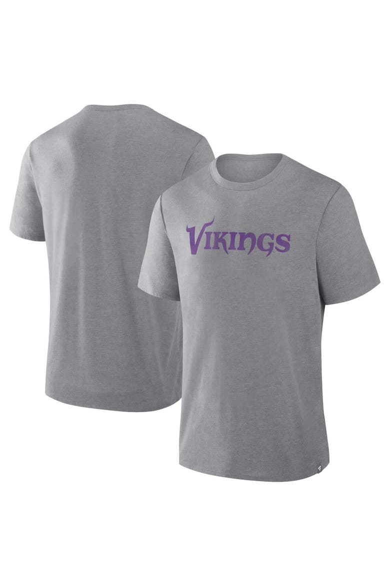 Men's Fanatics Heather Gray Minnesota Vikings Pass Rush Tri-Blend T-Shirt, Main, color, Heather Gray