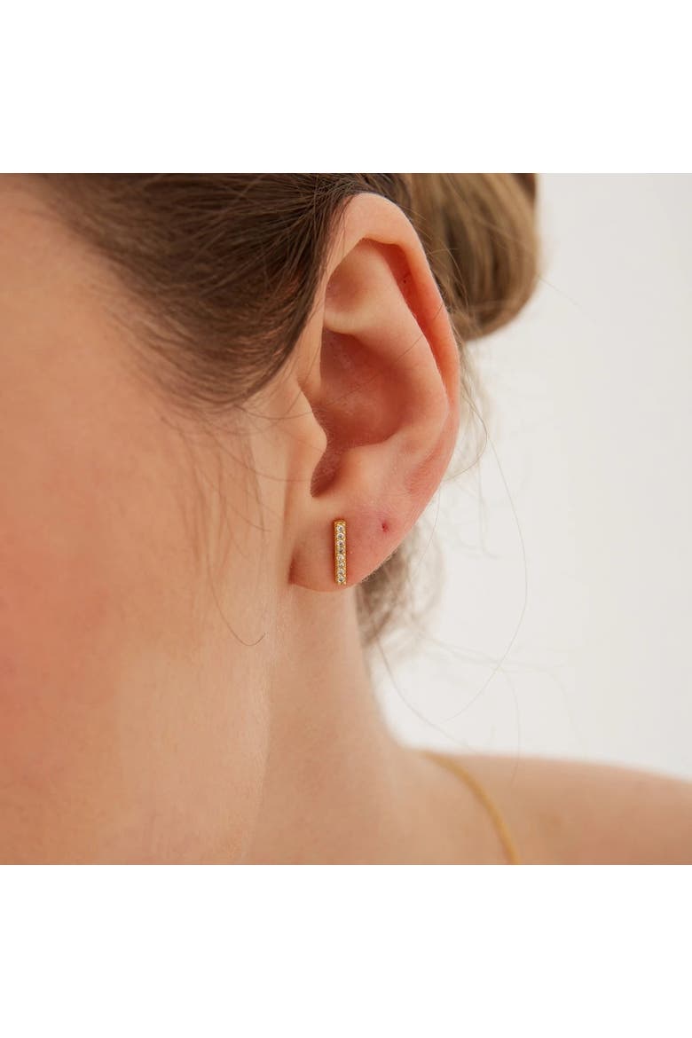 Sterling Silver Zirconia Bar Stud Earring, Alternate, color, Gold