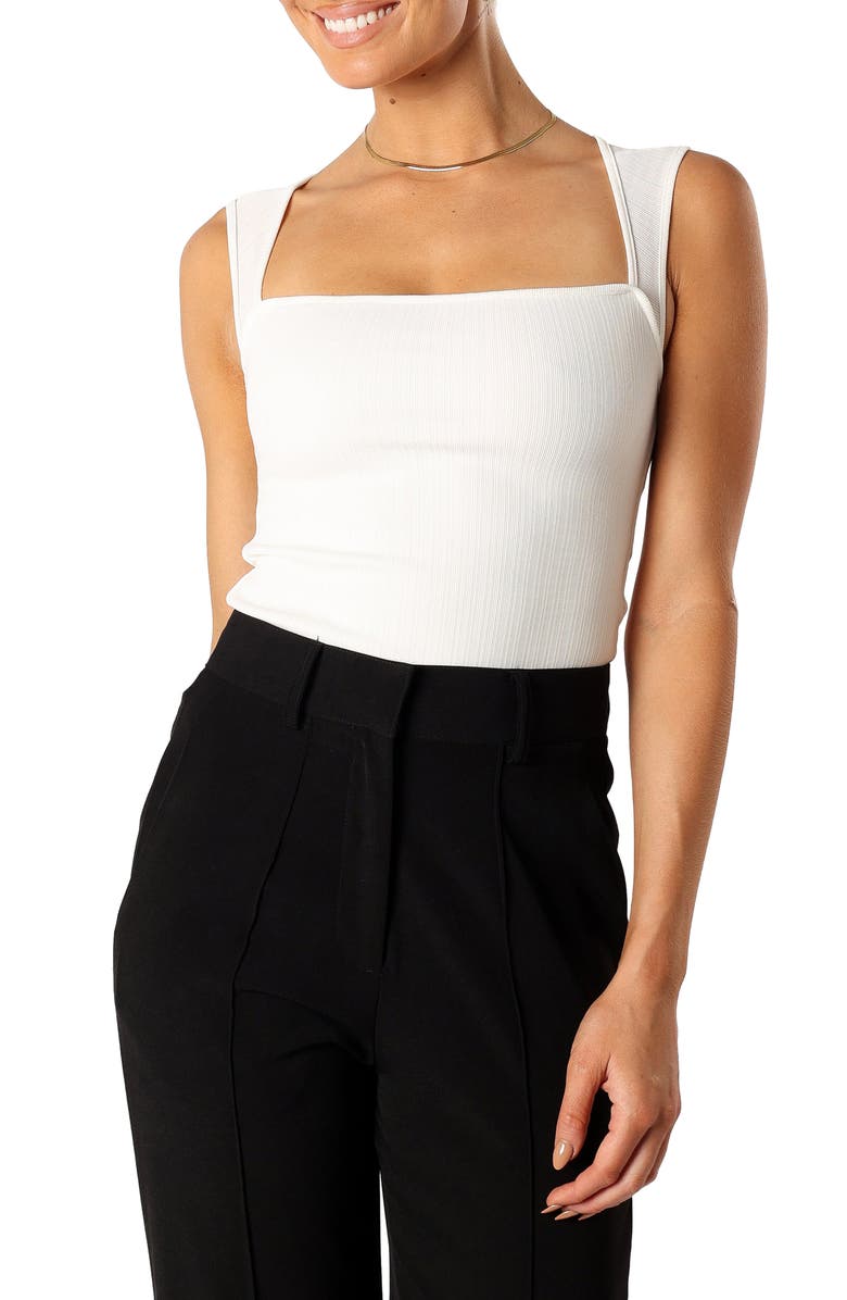 Petal & Pup Clara Square Neck Sleeveless Knit Top, Main, color, White