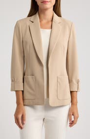AK ANNE KLEIN Open Front Notch Collar Jacket