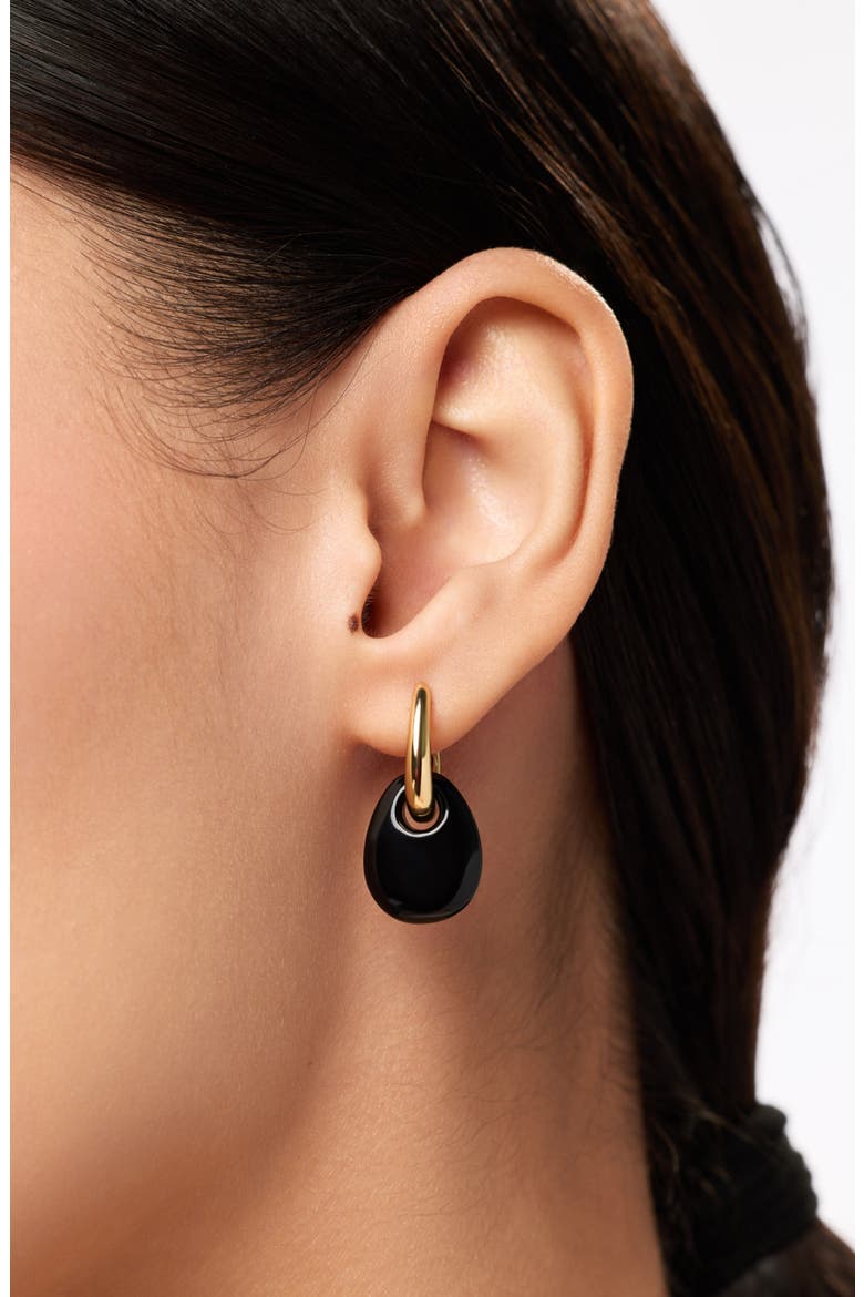 Kayla Clear Drop Hoop Earrings, Alternate, color, GOLD / BLACK
