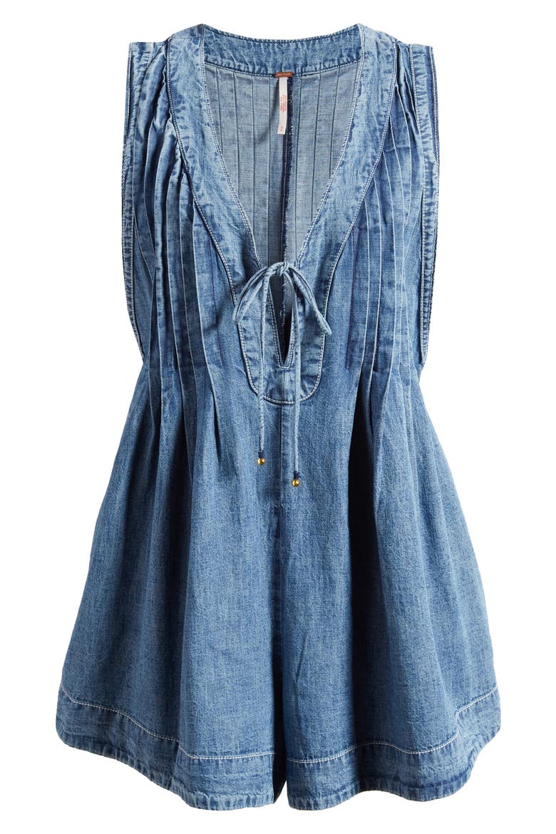 Webster Denim Romper, Alternate, color, FALLING RAIN WASH
