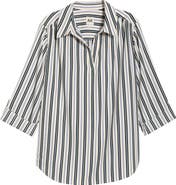 AK ANNE KLEIN Stripe Popover Crepe Top