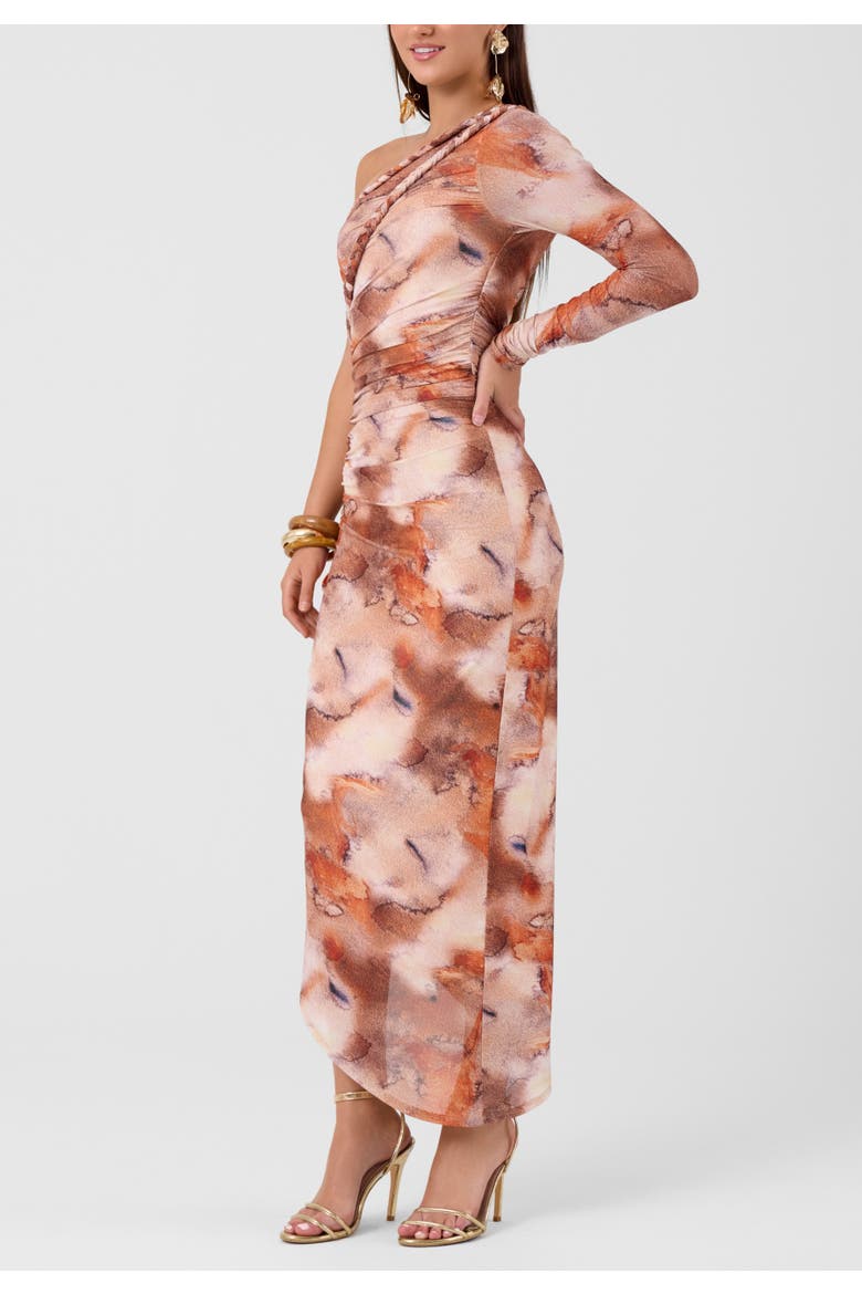 Noa One-Shoulder Midi Dress, Alternate, color, Spiced Marble