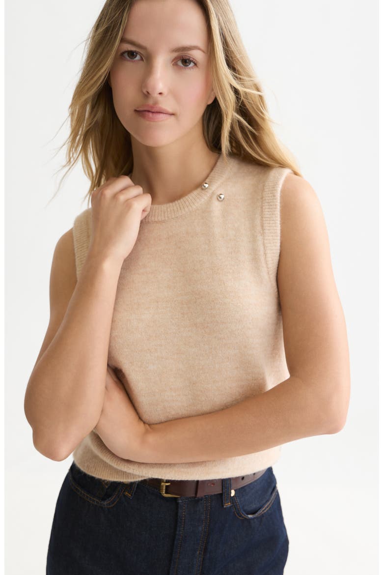 Hardware Detailed Sweater Vest, Alternate, color, SHIFTING SAND MELANGE