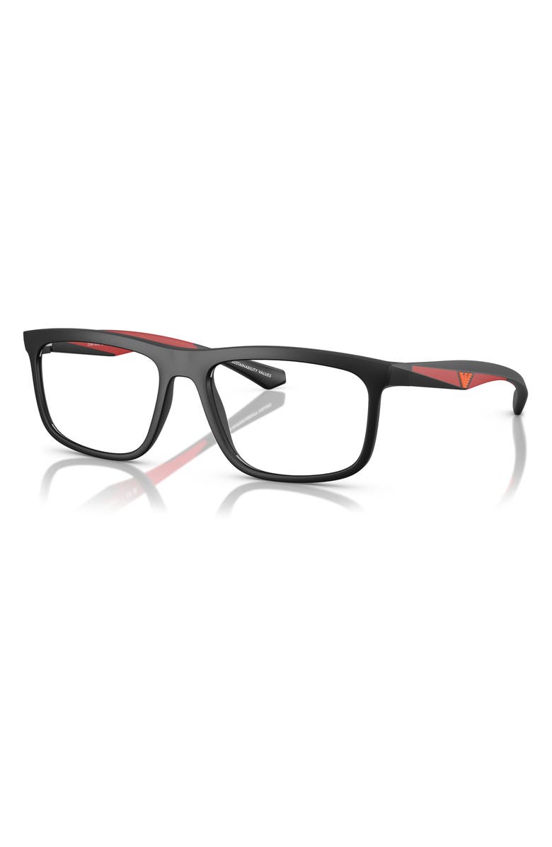 Emporio Armani 55mm Square Optical Glasses, Alternate, color, Matte Black / Demo Lens