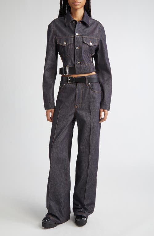 Stella Mccartney Belted Crop Raw Denim Jacket