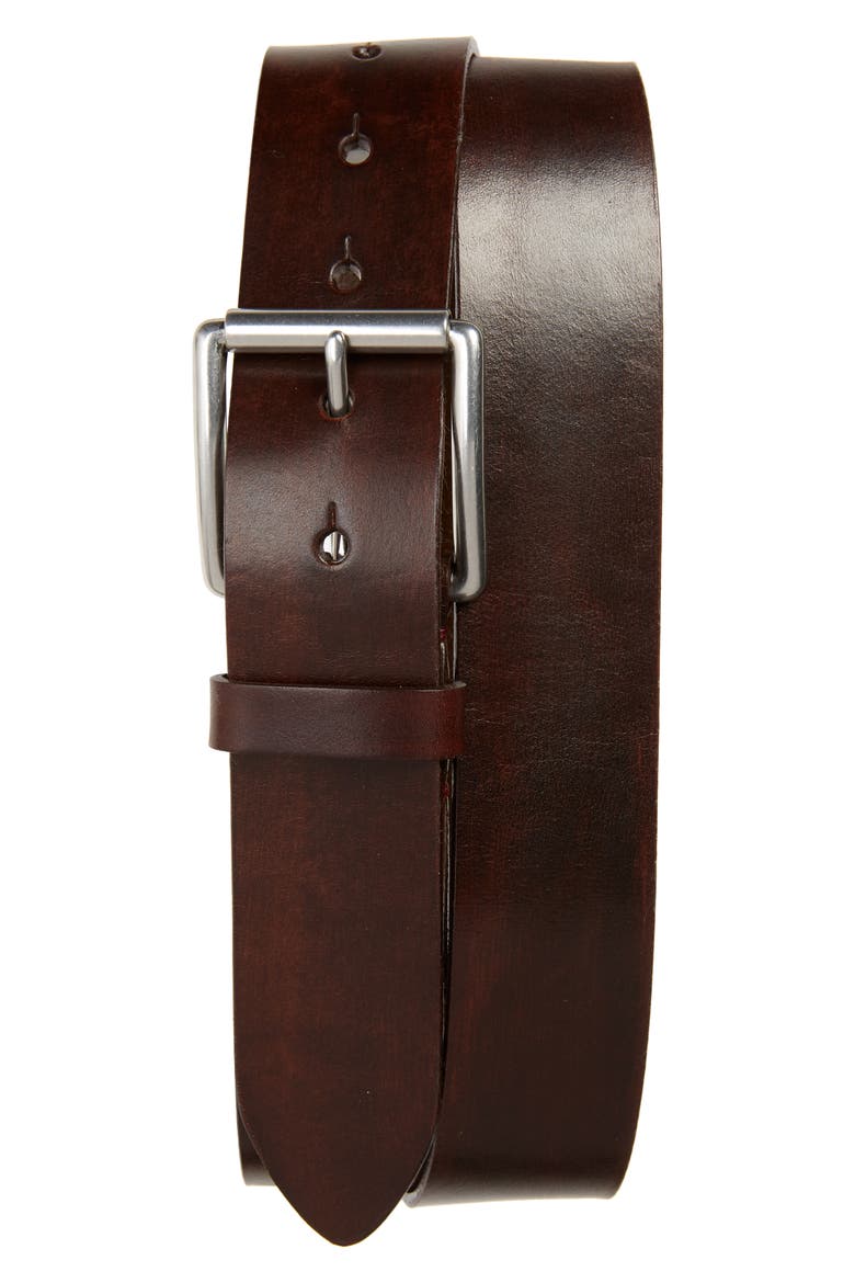Leather Belt, Main, color, BROWN