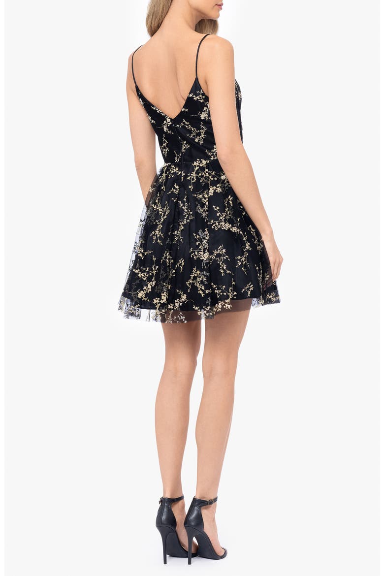 Floral Embroidery Minidress, Alternate, color, BLACK/GOLD