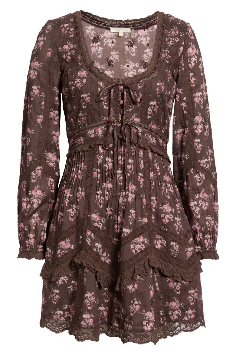 Lysanthe Cotton Minidress, Alternate, color, CHOCOLATE TRUFFLE