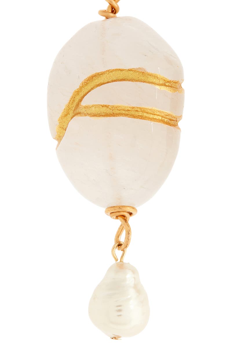 Oscar de la Renta Kintsugi Stone & Freshwater Pearl Drop Earrings, Alternate, color,