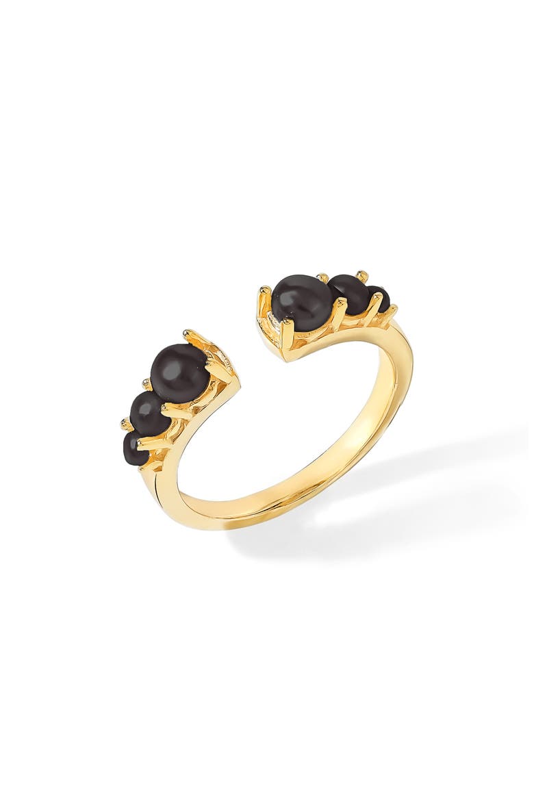 Cultured Pearl Split Shank Ring, Main, color, BLACK