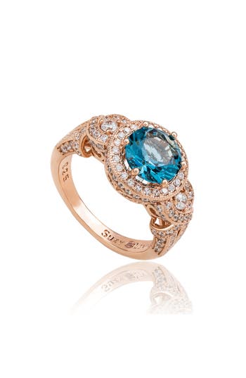 Suzy Levian Pavé Cubic Zirconia Engagement Ring