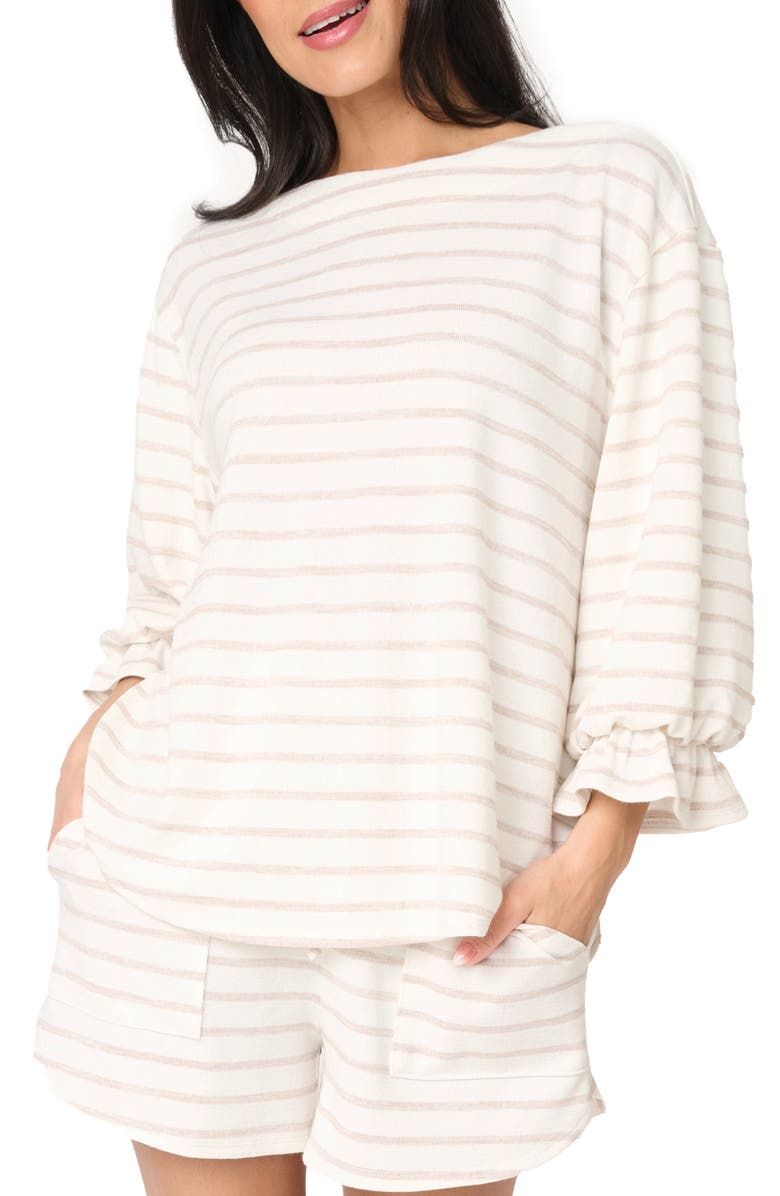GIBSONLOOK Tatum Boat Neck Top, Main, color, Oatmeal Stripe