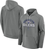 FANATICS Men's Fanatics Gray Edmonton Oilers 2025 Stanley Cup Playoffs Authentic Pro Rink Fly Fleece Pullover Hoodie