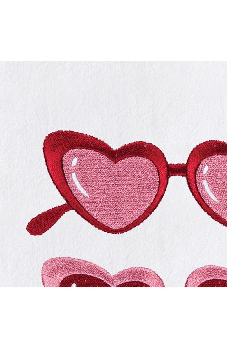 C&F Home Heart Glasses St. Valentines Kitchen and Bathroom Embroidered Hand Towel, Alternate, color, Pink