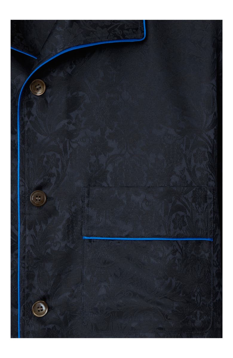 Burberry Sunflower Silk Pyjama Shirt, Alternate, color, Silhouette Black