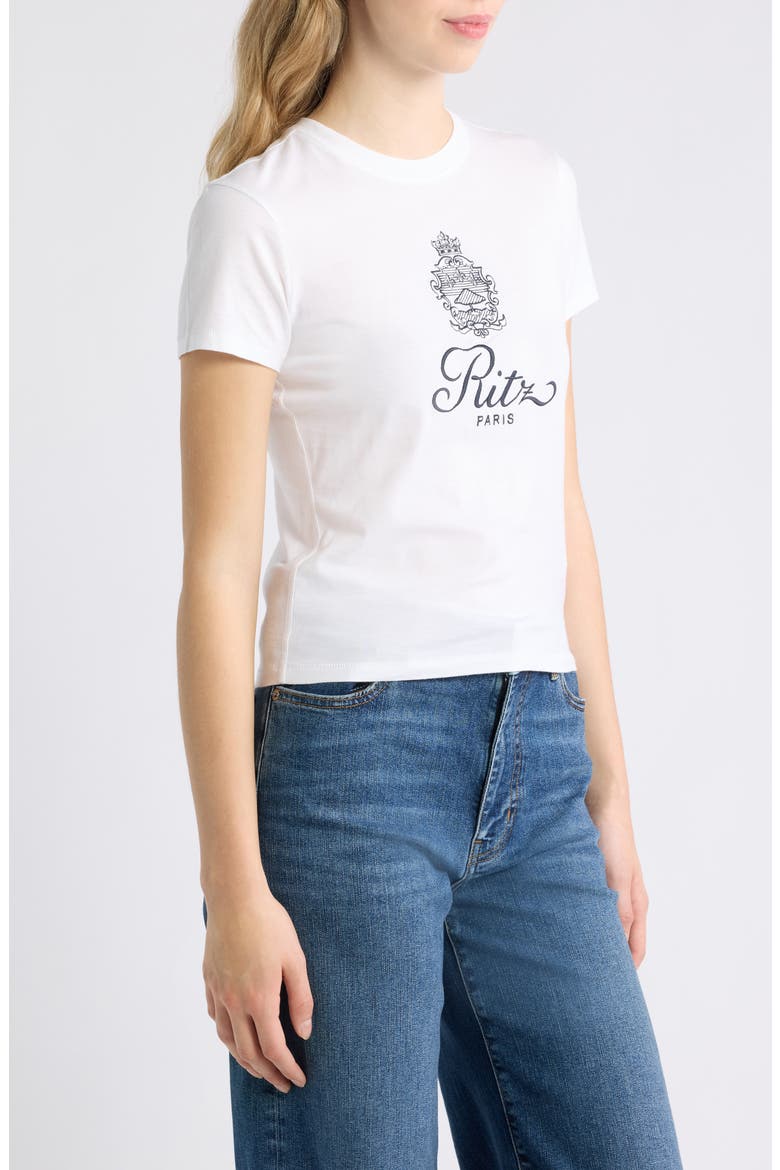 x The Ritz Paris Logo Graphic Baby Tee, Alternate, color, WHITE