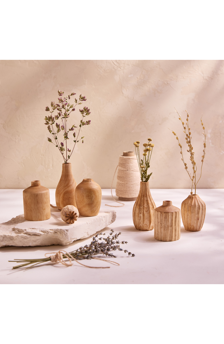Be Home Kiln Mango Carved Mini Vases - Set of 3, Alternate, color, Mango