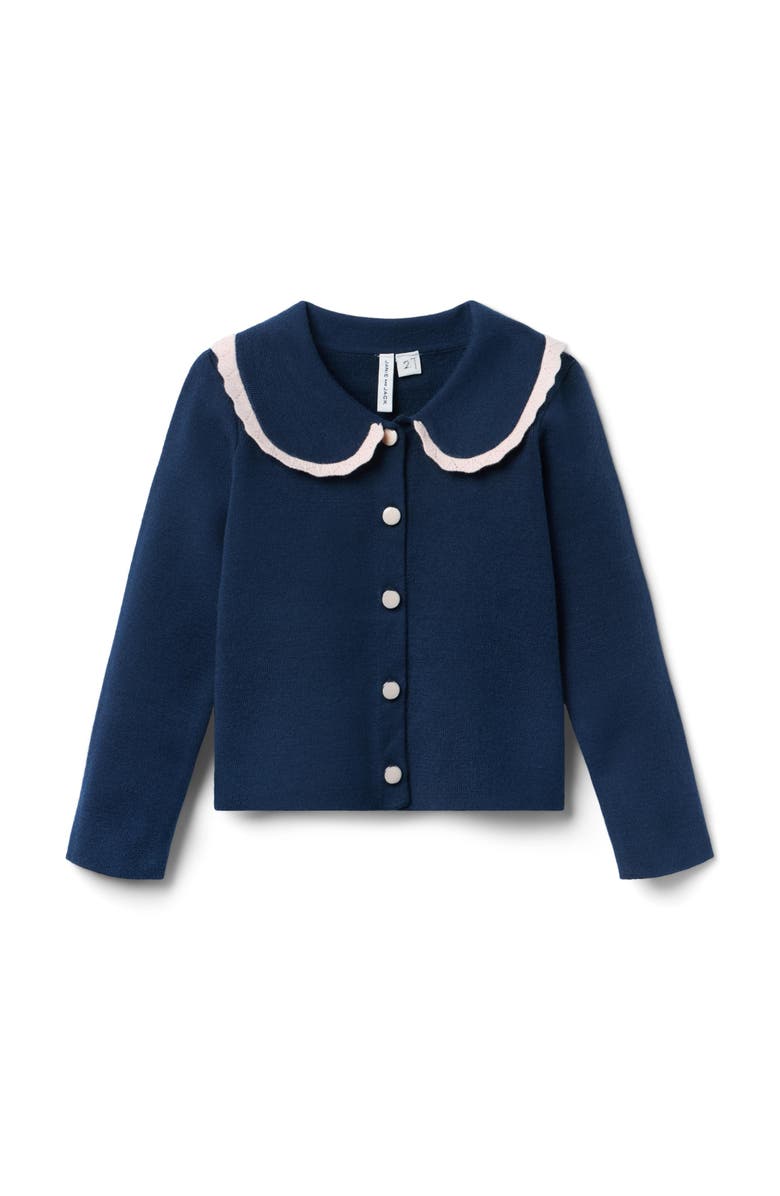 Janie and Jack Crochet Collar Cardigan, Main, color, Blue