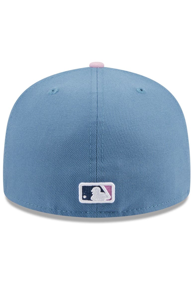 Men's New Era Blue/Pink Los Angeles Dodgers Spring Color Basic Two-Tone 59FIFTY Fitted Hat, Alternate, color, Blue