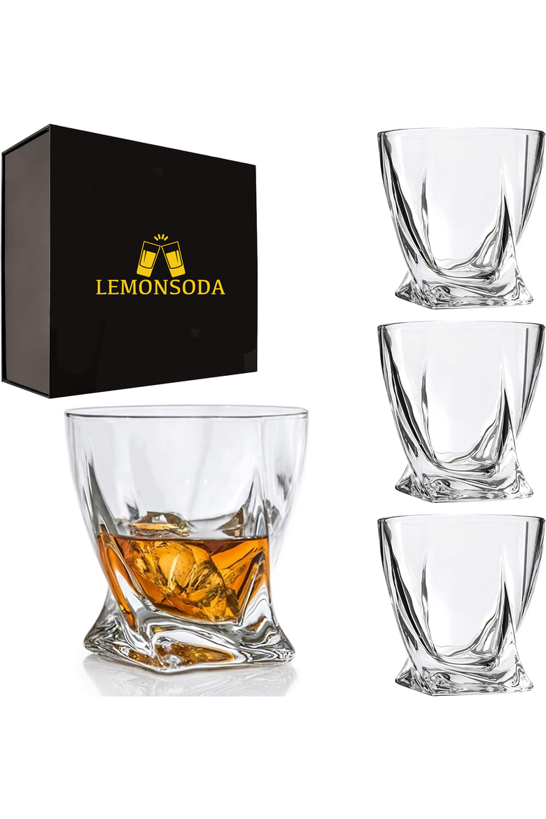 Premium Twisted Whiskey Glasses (10oz) - Set of 4, Alternate, color, Clear