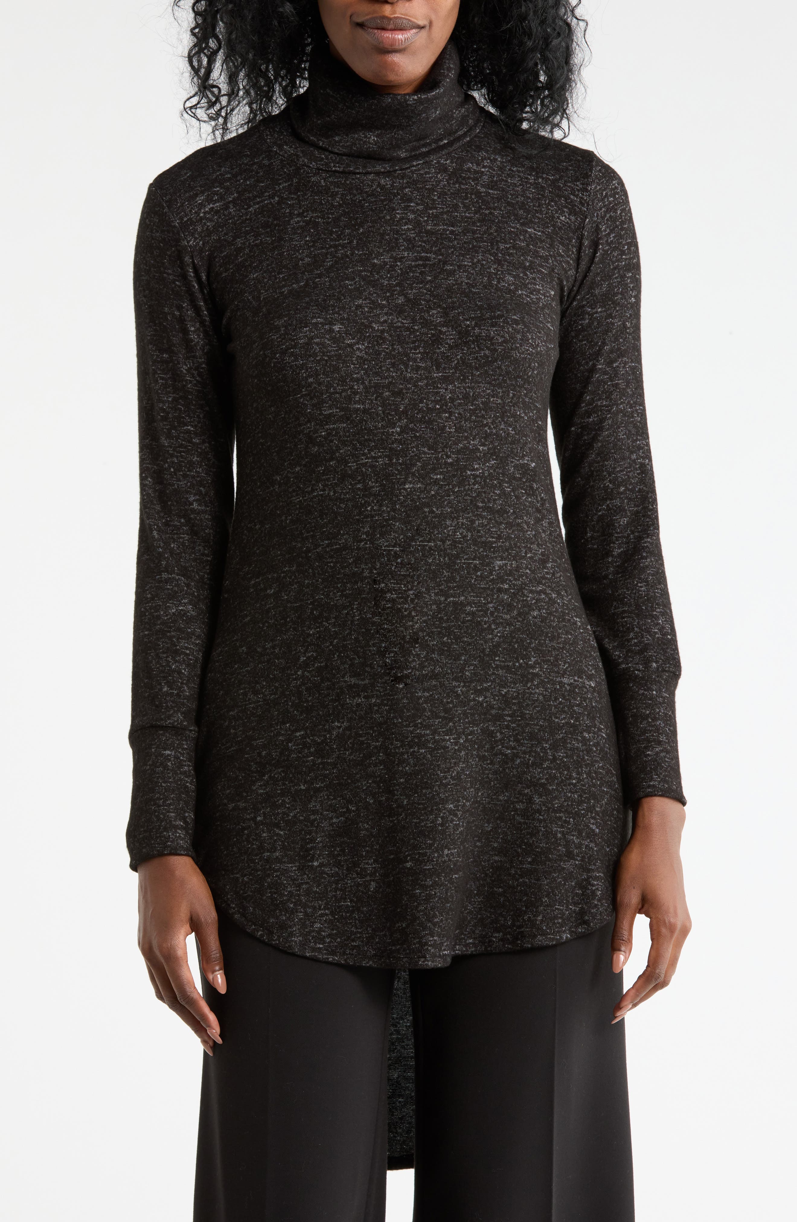 GO COUTURE Turtleneck High-Low Tunic Sweater