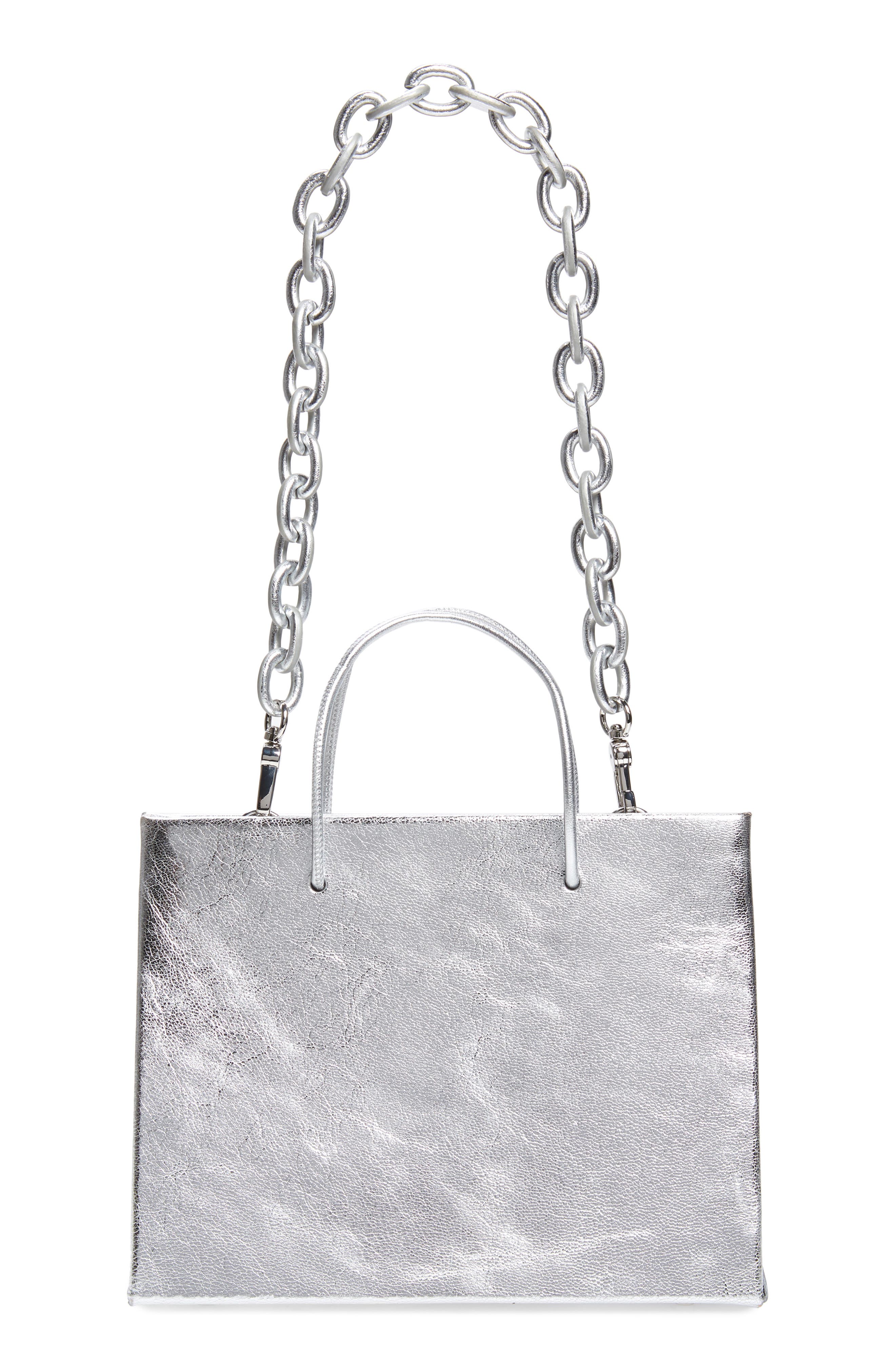 Medea Hanna Chain Strap Metallic Leather Tote, Alternate, color, 