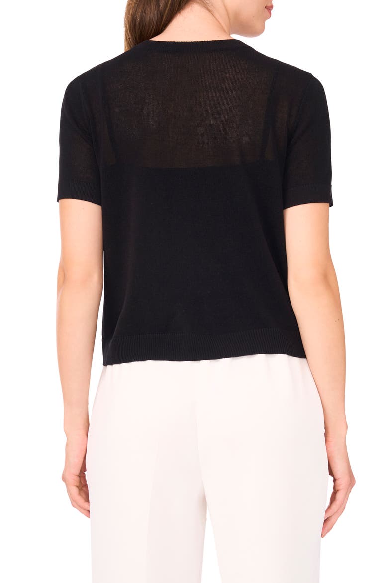 Short Sleeve Button-Up Sweater, Alternate, color, RICH BLACK