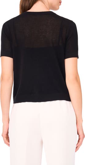 Short Sleeve Button-Up Sweater