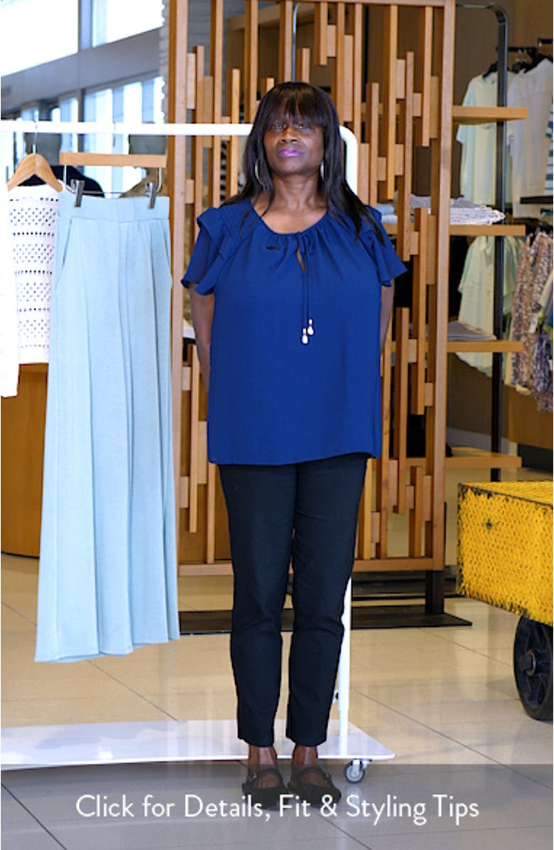 Tie Neck Flutter Sleeve Top, sales video thumbnail