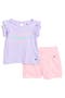 Ruffle T-Shirt & Mesh Shorts Set