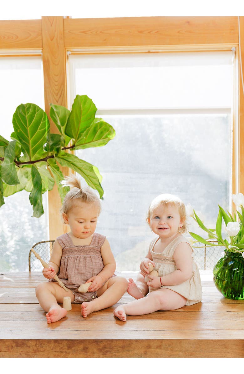 Ely's & Co. Looms Stitch Collection - Smocked Linen Romper, Alternate, color, Natural