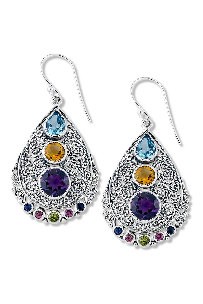 Stainless Steel Multistone Earrings, Main, color, MULTI