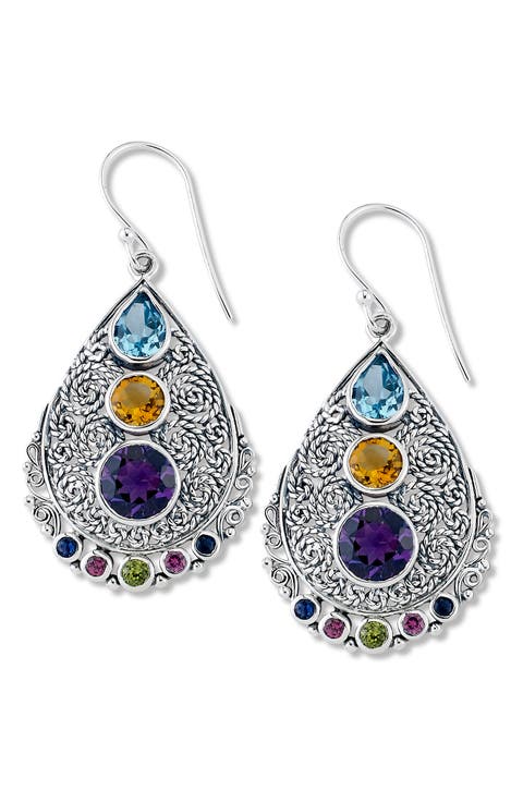 Stainless Steel Multistone Earrings