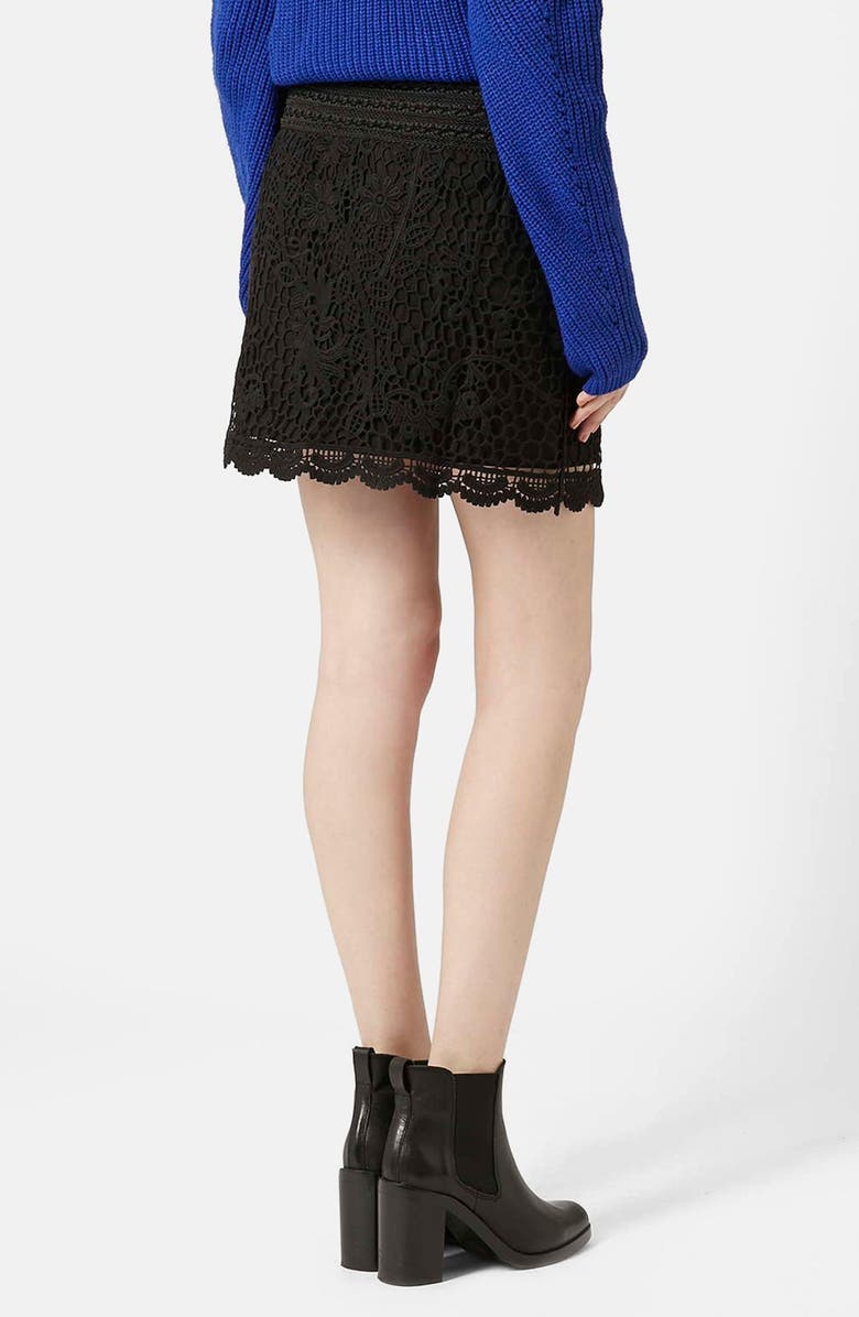 Topshop Crochet Miniskirt, Alternate, color,