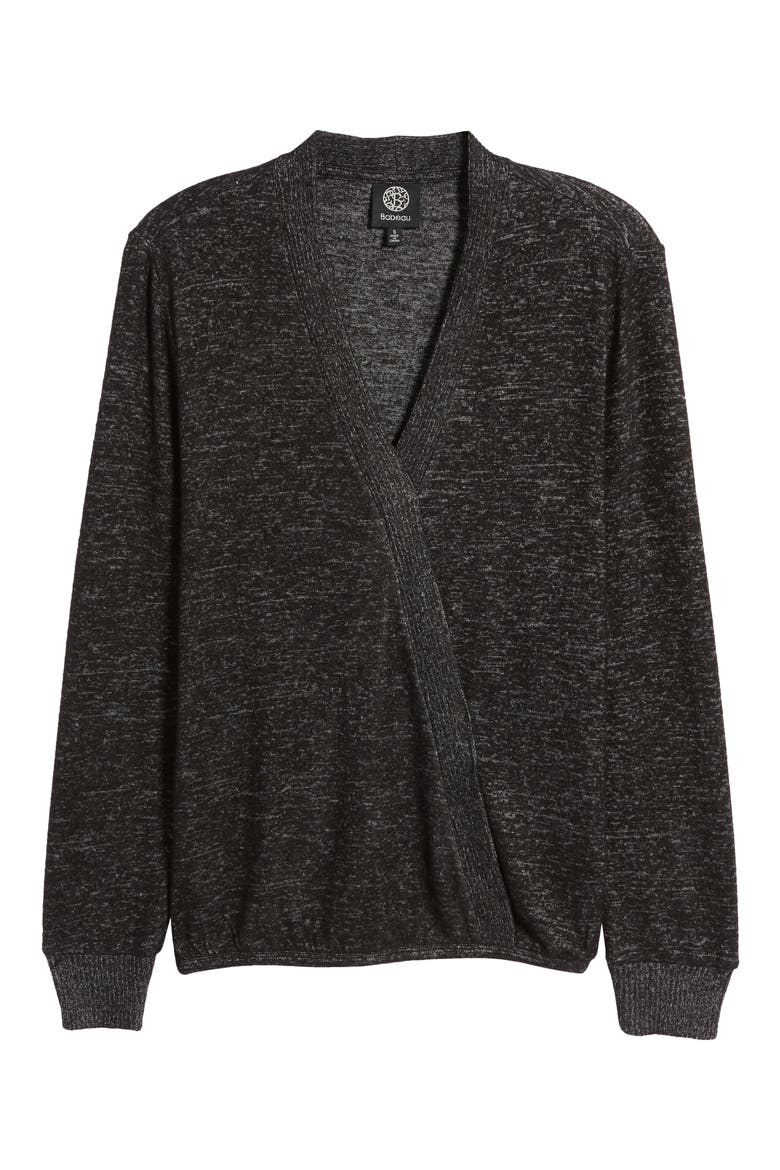 Cozy Surplice Top, Alternate, color, RAVEN BLACK MIX