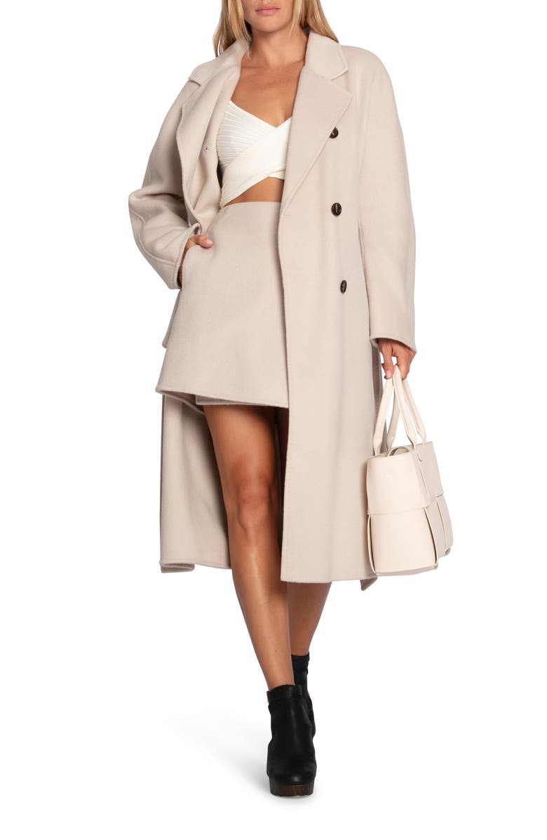 Belle & Bloom Real Love Double Breasted Maxi Coat, Alternate, color, Pearl