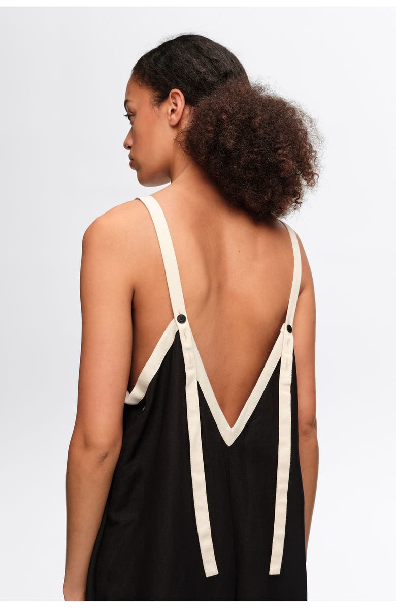 Bimba y Lola Straight Jumpsuit With Contrasting Straps, Alternate, color, Black