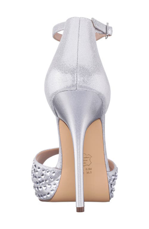Nina Francia Crystal Ankle Strap Stiletto Sandal In Silver